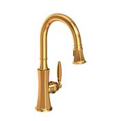 Newport Brass Metropole 1.8 GPM Single Hole Pull Down Kitchen Faucet Aged Brass
