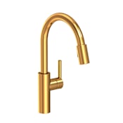 Newport Brass East Linear 1.8 GPM Single Hole Pull Down Kitchen Faucet Aged Brass