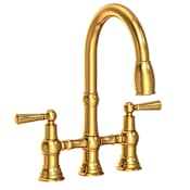 Newport Brass Jacobean 1.8 GPM Widespread Bridge Pull Down Kitchen Faucet Aged Brass