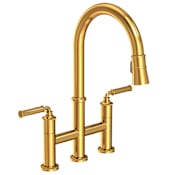 Newport Brass Taft 1.8 GPM Widespread Bridge Pull Down Kitchen Faucet Aged Brass