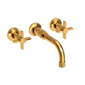 Newport Brass Pardees 1.2 GPM Wall Mounted Widespread Bathroom Faucet with Cross Handles Aged Brass