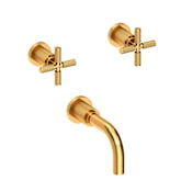 Newport Brass Kimbell Wall Mounted Tub Filler with 2 Cross Handles - Less Rough In Aged Brass