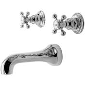 Newport Brass Astor Double Handle Wall Mounted Bathtub Faucet with Metal Cross Handles Polished Chrome