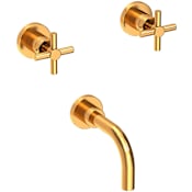 Newport Brass East Linear Wall Mounted Tub Filler with Metal Cross Handles Aged Brass