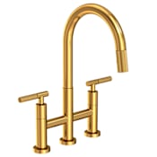 Newport Brass Muncy 1.8 GPM Widespread Bridge Pull Down Kitchen Faucet Aged Brass