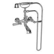Newport Brass Sutton Wall Mounted Tub Filler with Metal Lever Handles and Built-In Diverter - Includes Personal Hand Shower Uncoated Polished Brass - Living