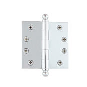 Nostalgic Warehouse Solid Brass 4" x 4" Heavy Duty Commercial Approved Arch Hole Pattern Square Corner Mortise Door Hinge with Ball Tip Bright Chrome