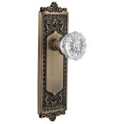 Nostalgic Warehouse Victorian Crystal Dummy Door Knob Set with Solid Brass Egg and Dart Plate Antique Brass