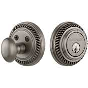 Nostalgic Warehouse Rope Solid Brass Single Cylinder Deadbolt with 2-3/8" Backset Antique Pewter