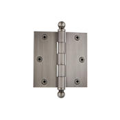 Nostalgic Warehouse Solid Brass 3.5" x 3.5" Heavy Duty Commercial Approved Arch Hole Pattern Square Corner Mortise Door Hinge with Ball Tip Antique Pewter