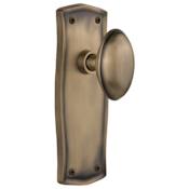 Nostalgic Warehouse Homestead Solid Brass Dummy Door Knob Set with Prairie Rose Antique Brass