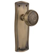 Nostalgic Warehouse Craftsman Solid Brass Dummy Door Knob Set with Prairie Rose Antique Brass