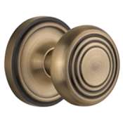Nostalgic Warehouse Vintage Art Deco Solid Brass Dummy Door Knob Set with Classic Rose Plate Antique Brass
