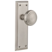 Nostalgic Warehouse Deco Solid Brass Dummy Door Knob Set with New York Rose Satin Nickel