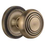 Nostalgic Warehouse Deco Solid Brass Single Dummy Door Knob with Rope Rose Antique Brass
