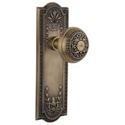 Nostalgic Warehouse Vintage Victorian Egg and Dart and Dart Solid Brass Dummy Door Knob Set with Meadows Rose Antique Brass