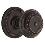Nostalgic Warehouse Meadows Solid Brass Privacy Door Knob Set with Rope Rose and 2-3/8" Backset Timeless Bronze