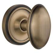 Nostalgic Warehouse Vintage Farmhouse Homestead Solid Brass Passage Egg Knob Set with Classic Rose Plate and 2-3/4" Backset Antique Brass