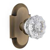 Nostalgic Warehouse Vintage Crystal Passage Door Knob Set with Solid Brass Cottage Style Plate and 2-3/8" Backset Antique Brass