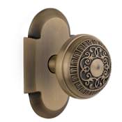 Nostalgic Warehouse Vintage Renaissance Egg and Dart Solid Brass Single Dummy Door Knob with Cottage Style Plate Antique Brass