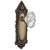Nostalgic Warehouse Chateau Solid Brass Passage Door Knob Set with Victorian Rose and 2-3/8" Backset Antique Brass