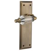 Nostalgic Warehouse Parlor Solid Brass Privacy Lever Set with New York Rose and 2-3/8" Backset Antique Brass