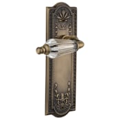 Nostalgic Warehouse Vintage Parlor Crystal Lever Privacy Lever Set with Solid Brass Meadows Rose and 2-3/4" Backset Antique Brass