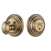 Nostalgic Warehouse Classic Solid Brass Single Cylinder Deadbolt with 2-3/4" Backset Antique Brass