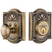 Nostalgic Warehouse Meadows Solid Brass Single Cylinder Deadbolt with 2-3/4" Backset Antique Brass