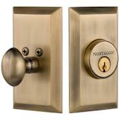 Nostalgic Warehouse Studio Solid Brass Single Cylinder Deadbolt with 2-3/4" Backset Antique Brass