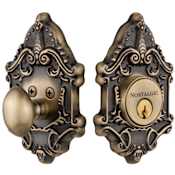 Nostalgic Warehouse Victorian Solid Brass Single Cylinder Deadbolt with 2-3/4" Backset Antique Brass