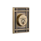 Nostalgic Warehouse Mission Solid Brass Double Cylinder Deadbolt with 2-3/4" Backset Antique Brass