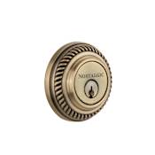 Nostalgic Warehouse Rope Solid Brass Double Cylinder Deadbolt with 2-3/4" Backset Antique Brass