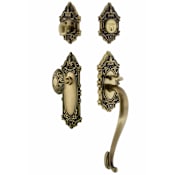 Nostalgic Warehouse Victorian Solid Brass Sectional Single Cylinder Keyed Entry Handle Set with S Handle and 2-3/8" Backset Antique Brass