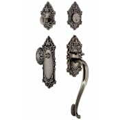 Nostalgic Warehouse Victorian Solid Brass Sectional Single Cylinder Keyed Entry Handle Set with S Handle and 2-3/8" Backset Antique Pewter
