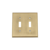 Nostalgic Warehouse New York Antique 2 Gang Double Toggle Light Switch Wall Plate Cover Antique Brass
