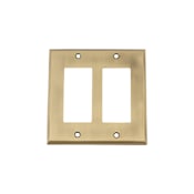 Nostalgic Warehouse New York Luxury Solid Brass 2 Gang Double Rocker Light Switch Plate Wall Cover - GFI Antique Brass