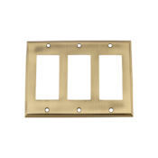 Nostalgic Warehouse New York Antique Vintage 3 Gang Triple Rocker Light Switch Plate Wall Cover - GFI Antique Brass