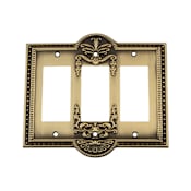 Nostalgic Warehouse Meadows Victorian Vintage 3 Gang Triple Rocker Light Switch Plate Wall Cover - GFI Antique Brass