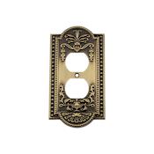 Nostalgic Warehouse Meadows 1 Gang Victorian Vintage Restoration Duplex Wall Outlet Cover Antique Brass