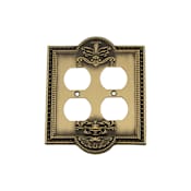 Nostalgic Warehouse Meadows 2 Gang Victorian Vintage Restoration Duplex Wall Outlet Cover Antique Brass