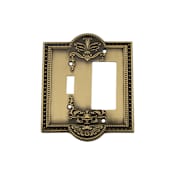 Nostalgic Warehouse Meadows Vintage 2 Gang Single Toggle and Single Rocker Light Switch Wall Cover Plate Antique Brass
