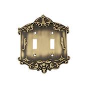 Nostalgic Warehouse Victorian Double Switch Wall Plate Antique Brass