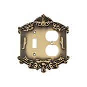 Nostalgic Warehouse Victorian Single Switch and Single Duplex Wall Plate Antique Brass