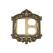 Nostalgic Warehouse Victorian Single Rocker / GFI and Single Duplex Wall Plate Antique Brass