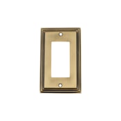 Nostalgic Warehouse Deco 20's Luxury Solid Brass 1 Gang Single Rocker Light Switch Cover / GFI Antique Brass