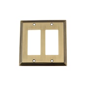Nostalgic Warehouse Deco Vintage 2 Gang Double Rocker Light Switch Plate Cover - GFI Antique Brass