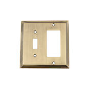 Nostalgic Warehouse Deco Vintage 2 Gang Single Toggle and Single Rocker Light Switch Wall Cover Plate - GFI Antique Brass
