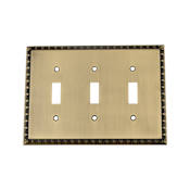 Nostalgic Warehouse Egg & Dart Victorian Luxury Solid Brass 3 Gang Triple Toggle Light Switch Wall Cover Plate Antique Brass