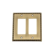 Nostalgic Warehouse Egg & Dart Vintage Victorian 2 Gang Double Rocker Light Switch Plate Cover - GFI Antique Brass